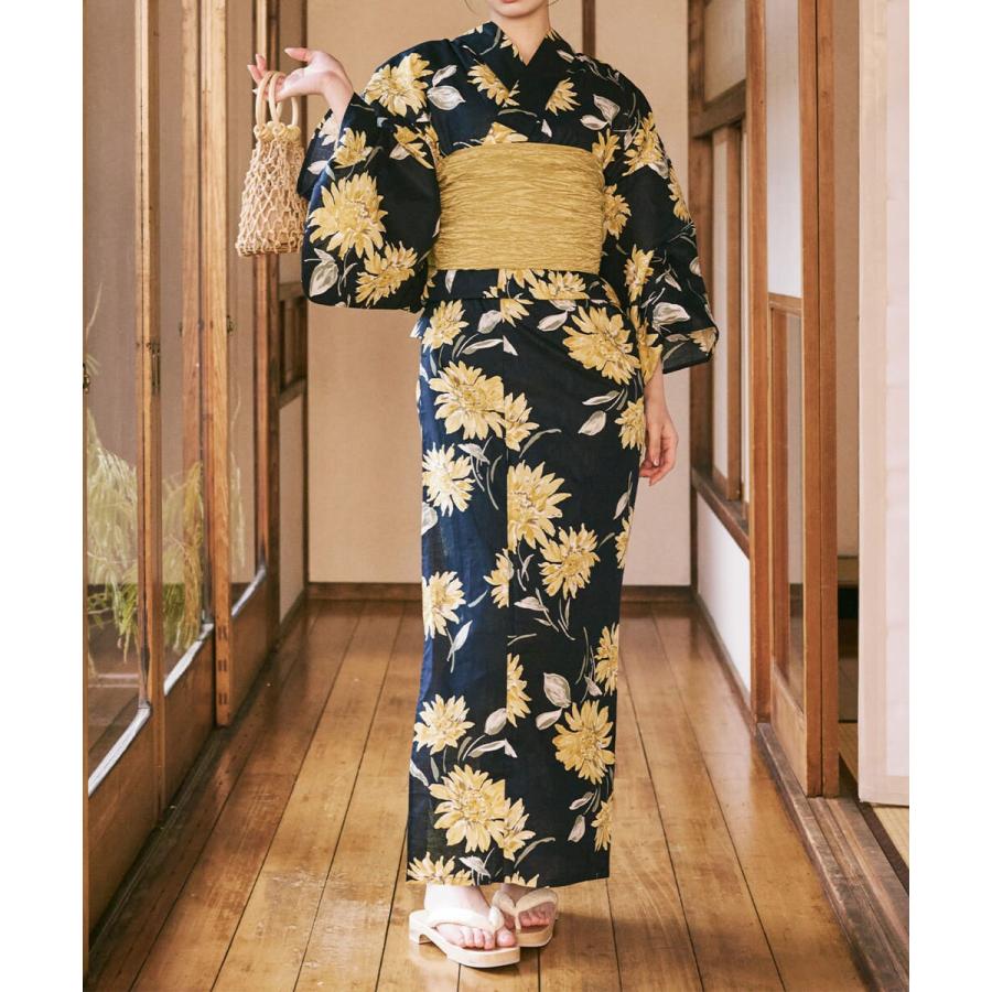 紺青のひまわり調べ 浴衣5点セット (浴衣・兵児帯・腰紐2本