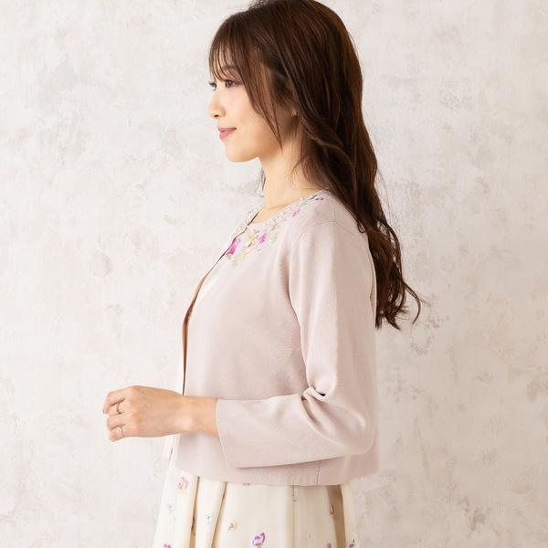 Rose Tiara（ローズティアラ） フラワー刺繍ニットカーディガン