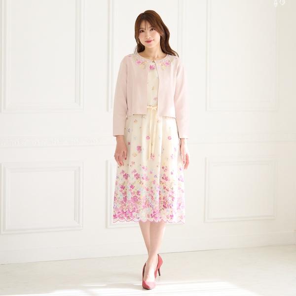 Rose Tiara（ローズティアラ） フラワー刺繍ニットカーディガン