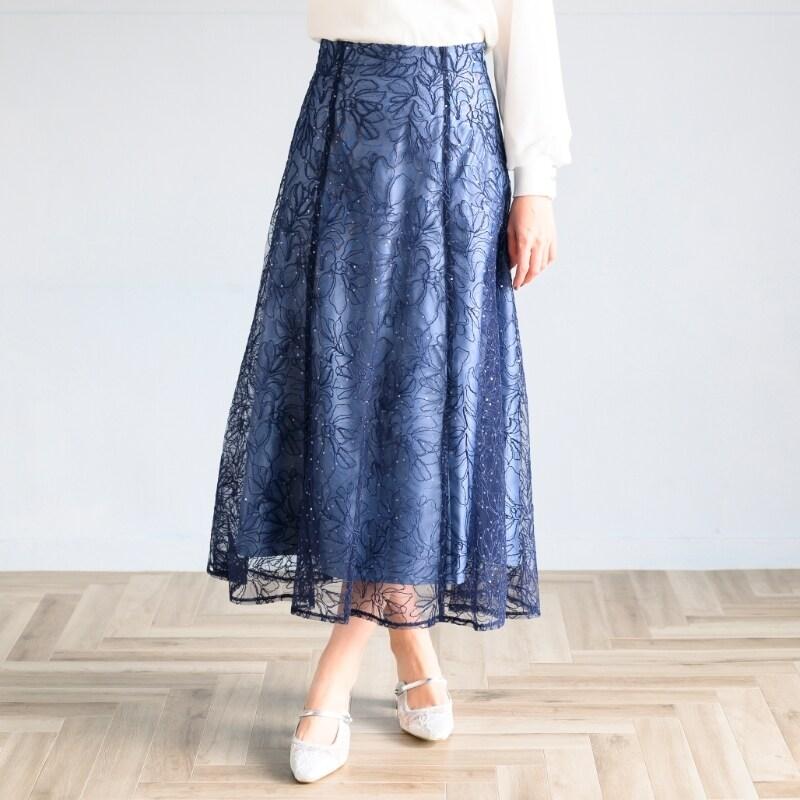 極美品✨MISCH MASCH スパンコールコード刺繍レーススカート 25SS MISCH MASCH 25春夏新作 スパンコールコード刺繍レーススカート