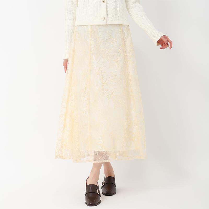 snidel スナイデル スパンコール刺繍スカート MISCH MASCH（ミッシュマッシュ） 25春夏新作 スパンコールコード刺繍