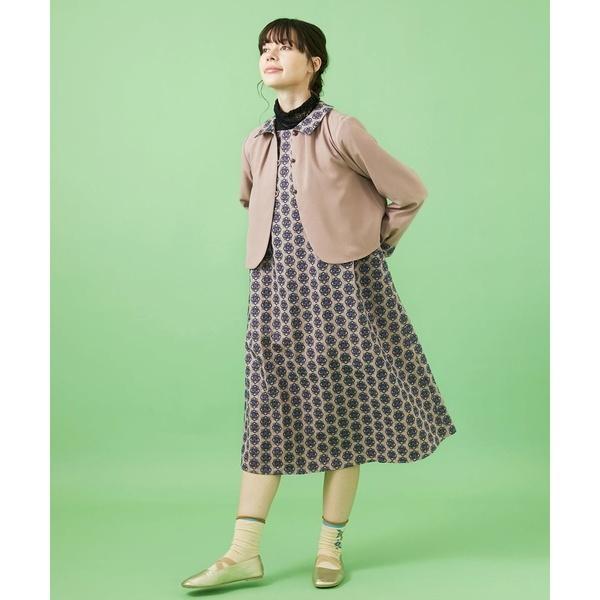 Jocomomola（ホコモモラ） Rosa salmon フラワー刺繍ショート丈