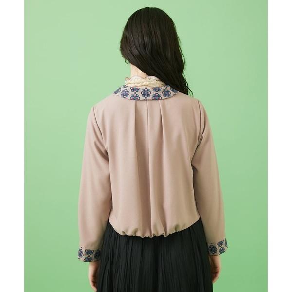 Jocomomola（ホコモモラ） Rosa salmon フラワー刺繍ショート丈