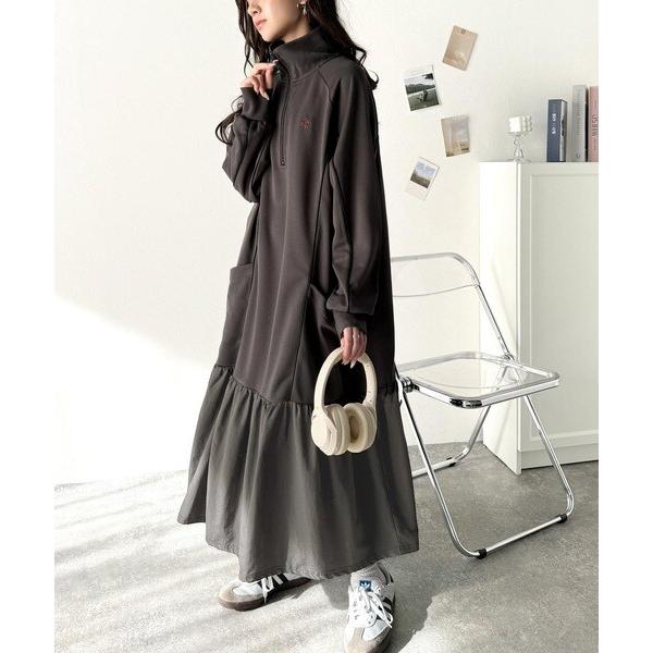 スポーツMIIX!胸元刺繍入り異素材ドッキングハーフジップ