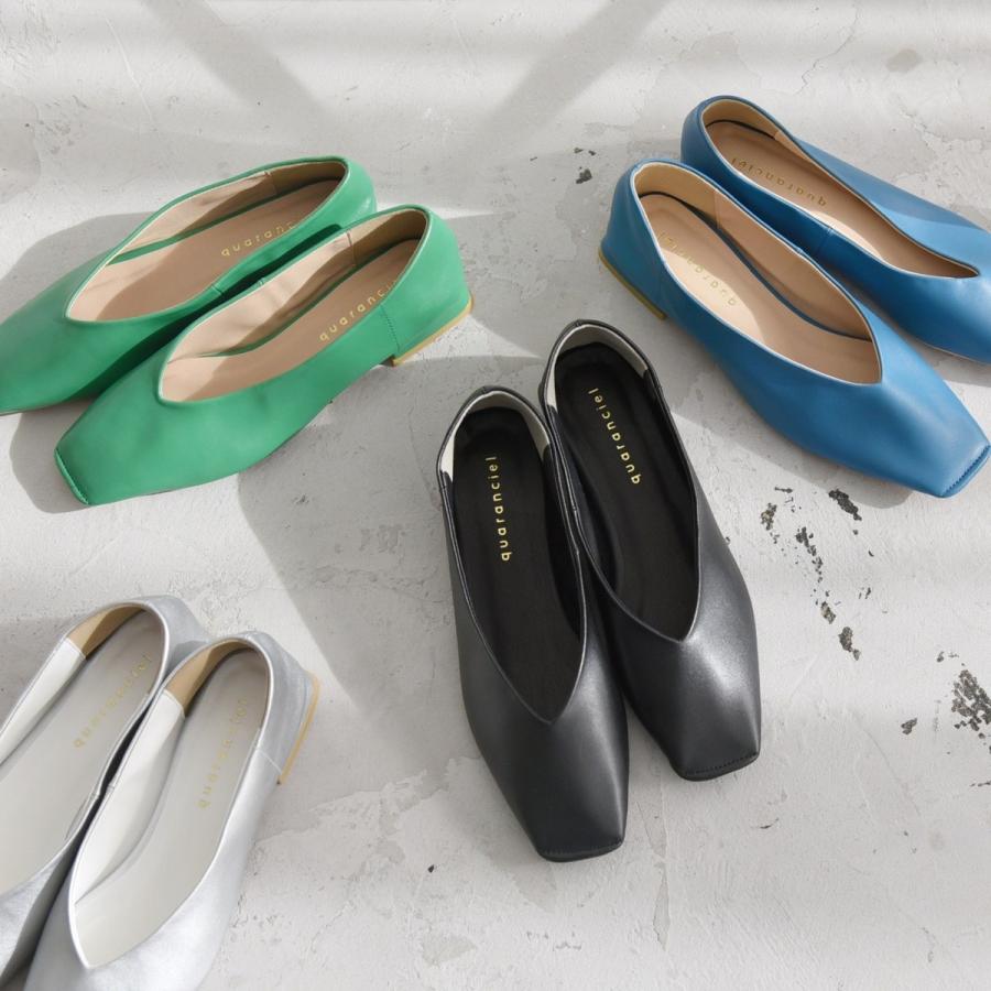 quaranciel quaranciel: Vカット スクエア トゥ フラットシューズ