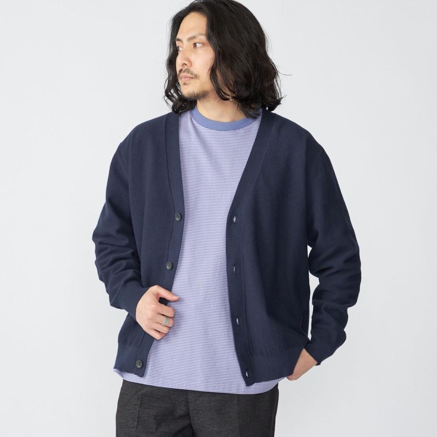 SHIPS ローゲージ Vネック カーディガンオーバーサイズ コットン洗える SHIPS（シップス） SHIPS:〈洗濯機可能〉SOLOTEX(R) 12ゲージ ピケ V
