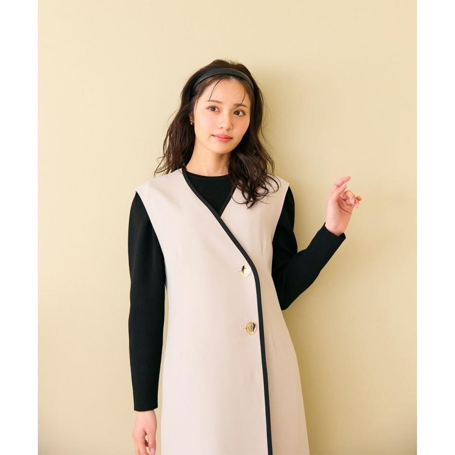 Feroux（フェルゥ） 【洗える】バイカラートリム ジャンパースカート