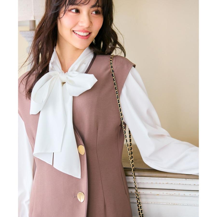 Feroux（フェルゥ） 【洗える】バイカラートリム ジャンパースカート