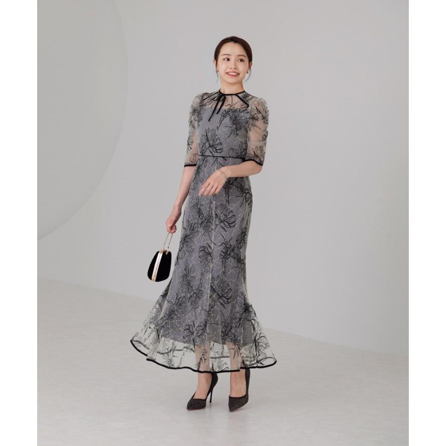 花柄リボンパフスリーブマーメイドワンピースドレス 花柄リボンパフスリーブマーメイドワンピースドレス – ドレスル