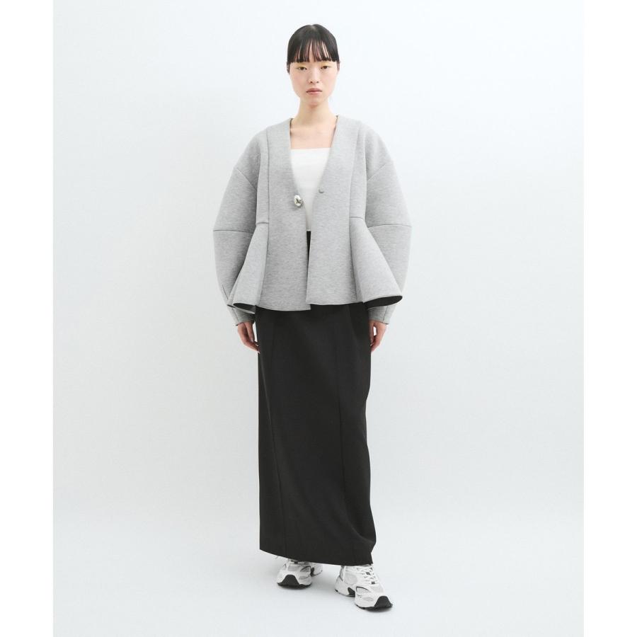 ADAM ET ROPE' 【洗える】エッグブローチ付きペプラムカーディガン