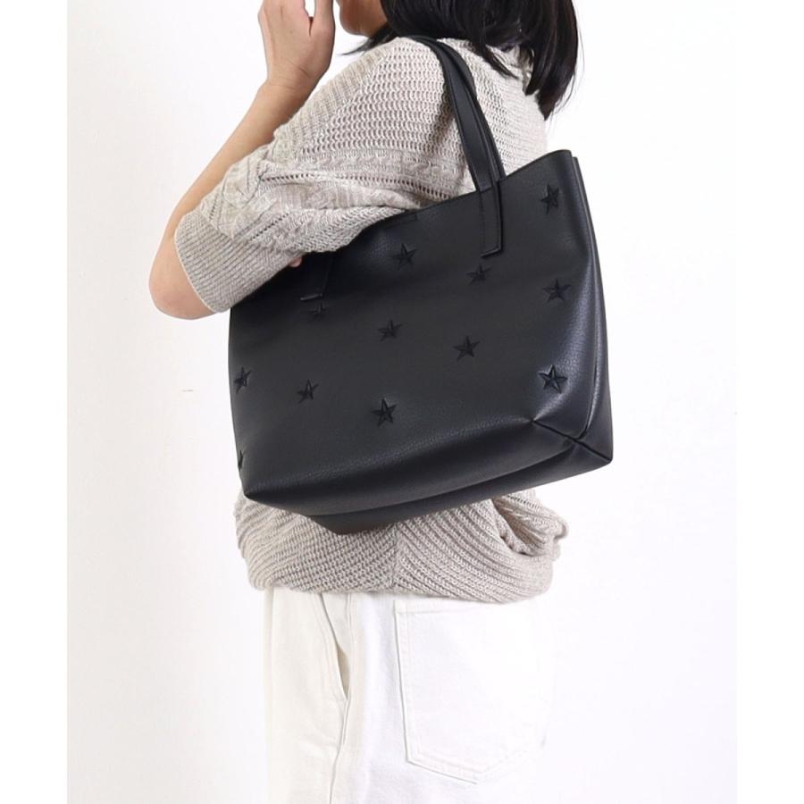 COOCO（クーコ） 【COOCO】星柄刺繍フェイクレザー トートバッグ A4