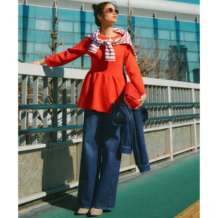 23区RED CARD TOKYO デニム ライン ワイドパンツ 23区（ニジュウサンク） 【RED CARD TOKYO×23区/VERY3月号掲載】デニム