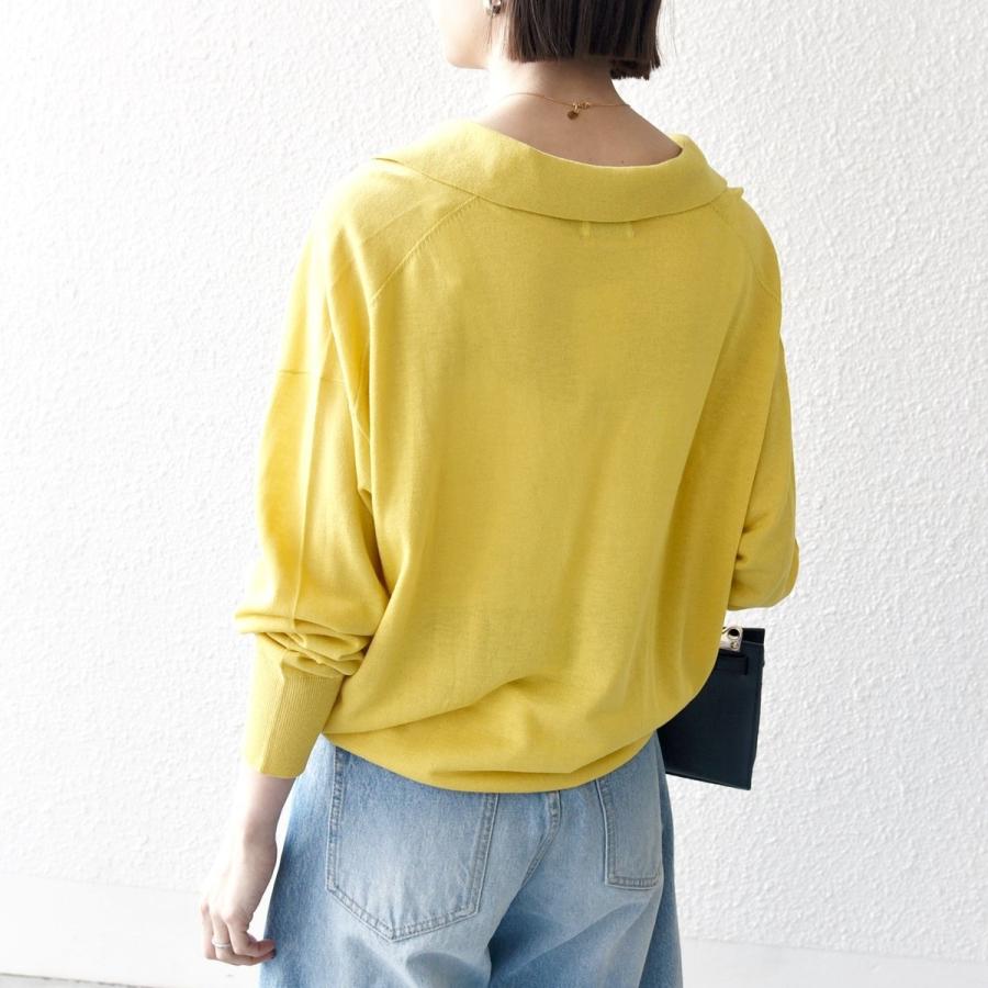 SHIPS any any:〈UVカット/手洗い可能〉シアー スキッパー ニット