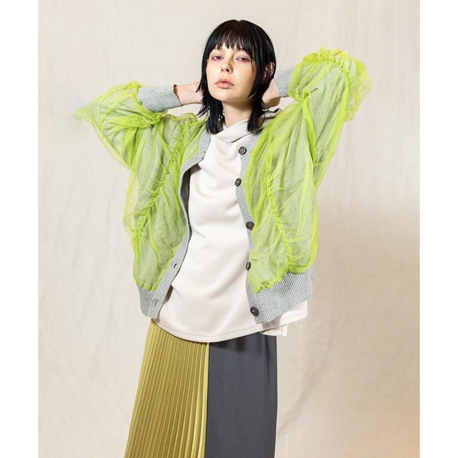 OSMOSIS（オズモーシス） 2WAYチュールギャザーニットカーディガン