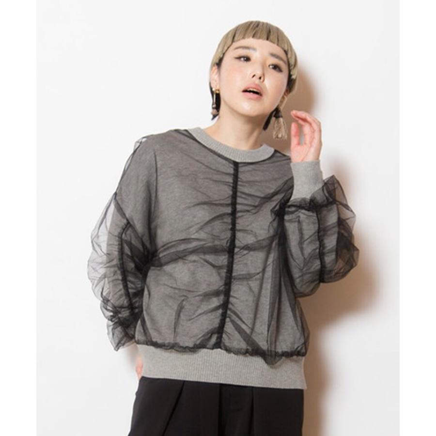 OSMOSIS（オズモーシス） 2WAYチュールギャザーニットカーディガン