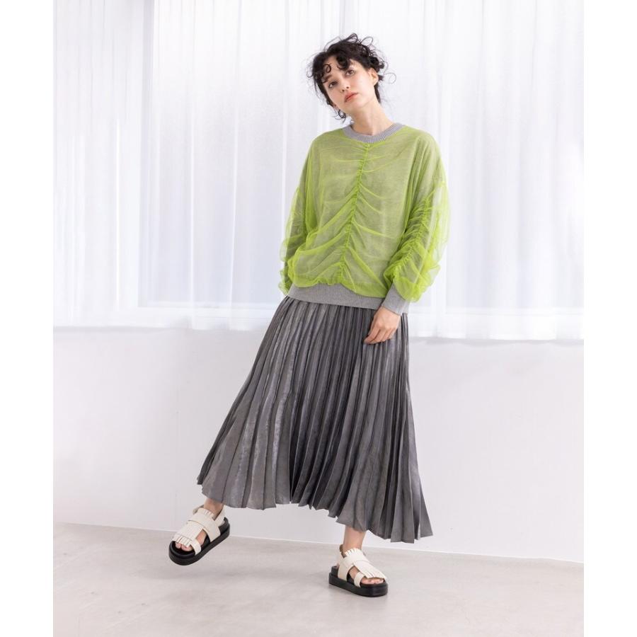 OSMOSIS（オズモーシス） 2WAYチュールギャザーニットカーディガン