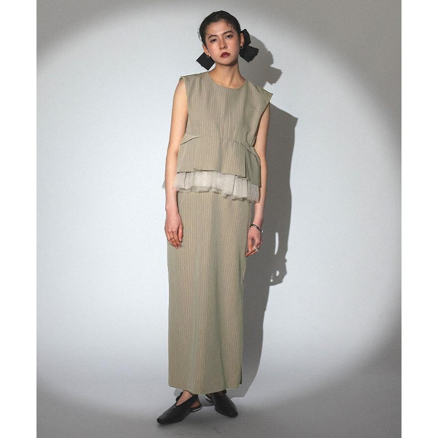 ANDRESD アンドレスド peplum setup dress セール】ピンストライプペプラムセットアップドレス / pinstripe