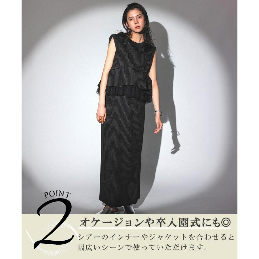 ANDRESD アンドレスド peplum setup dress セール】ピンストライプペプラムセットアップドレス / pinstripe