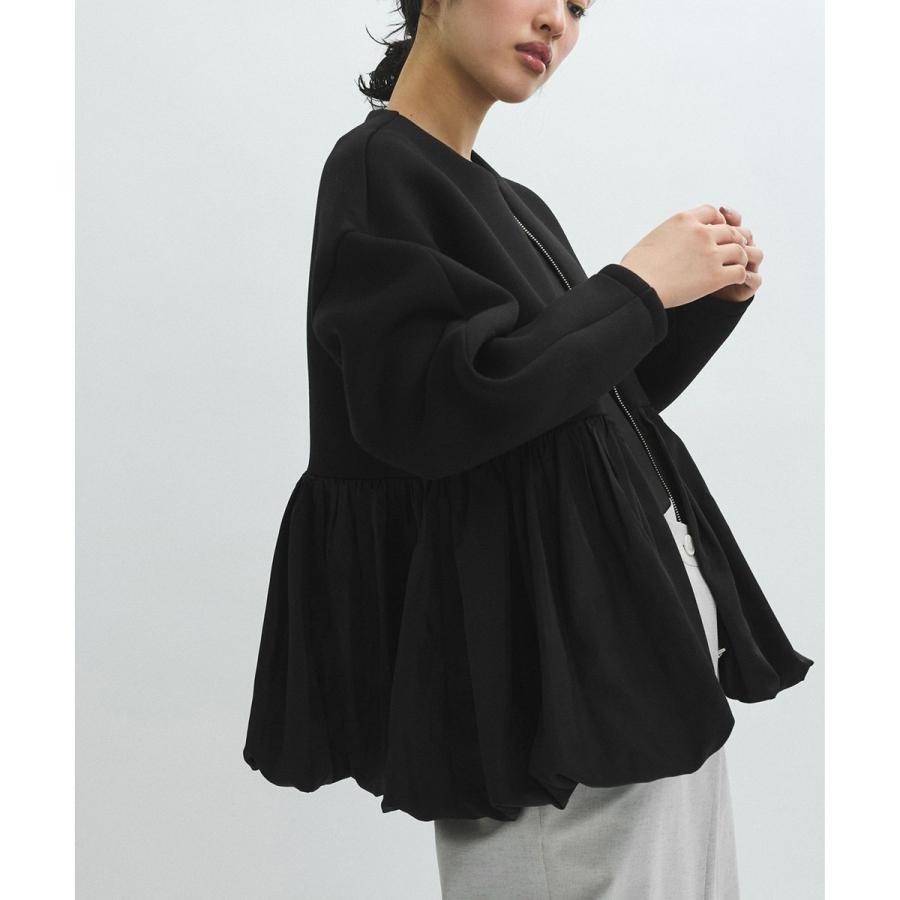 美品✨アダムエロペ　ダンボールタフタペプラムカーディガン　黒 ADAM ET ROPE'（アダムエロペ） ダンボールタフタペプラムカーディガン