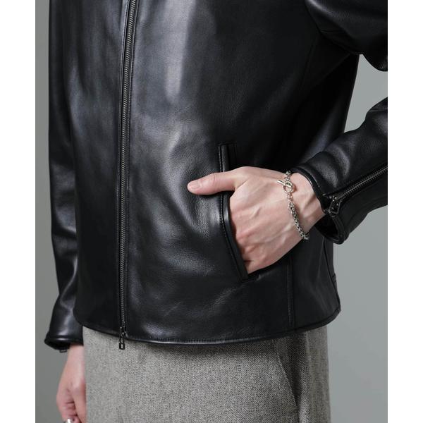 バンドカラーレザーシングルライダースジャケット : マルイ(丸井)Yahoo