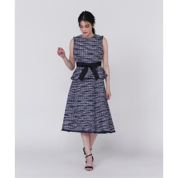 現行品M Maglie le cassettoファンシーツイードペプラムブラウス 大きいサイズ》ファンシーツイードペプラムブラウス《M Maglie