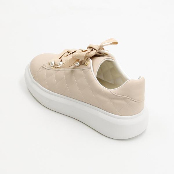 パールビジュー付きベール パール調ビジューローファー（フラットシューズ） | ESPERANZA