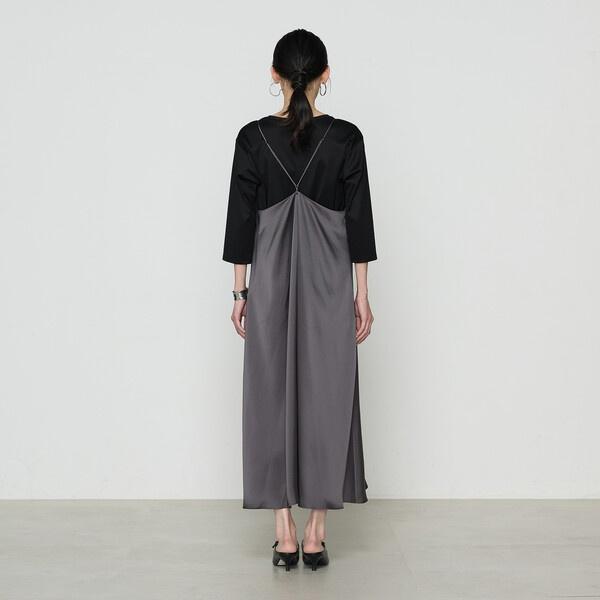 25SS トリアセテートポリエステルVネックドレス 黒 25SS トリアセテートポリエステルVネックドレス 黒