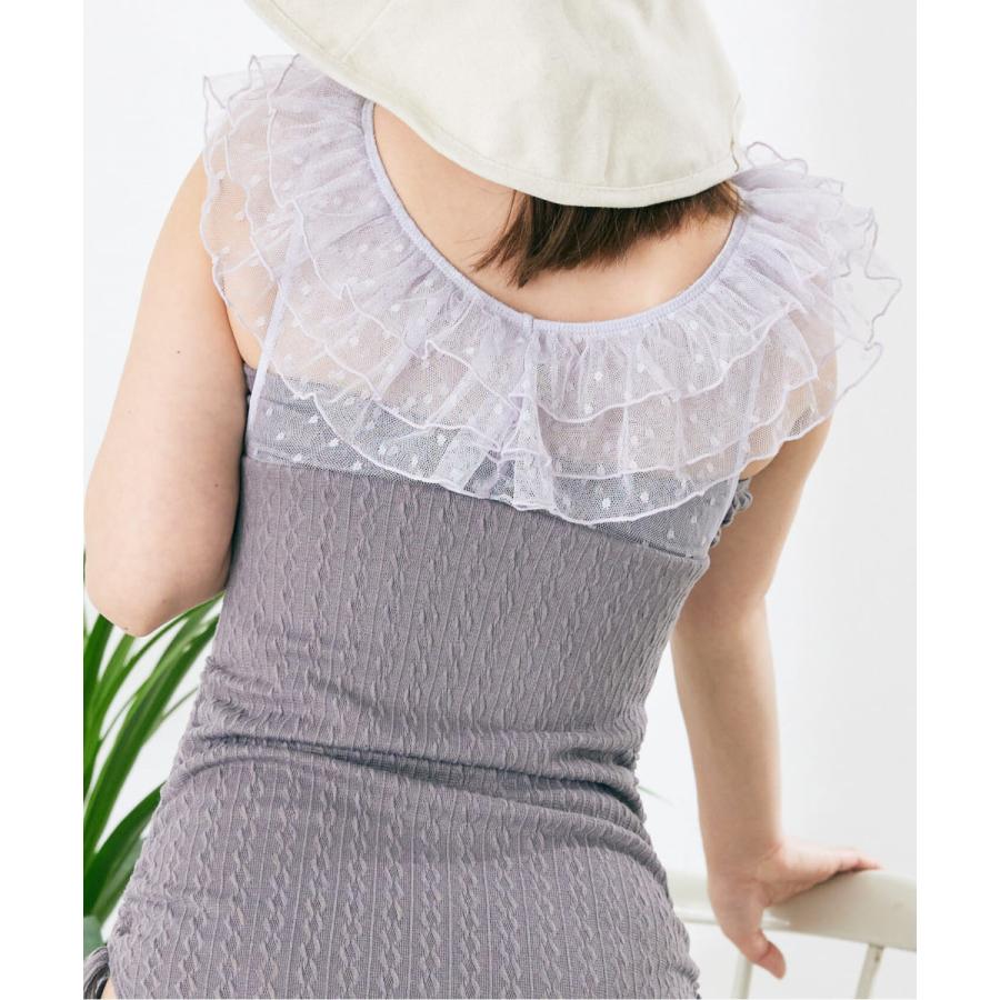 水着 ドットチュールワンピーススイムウェア