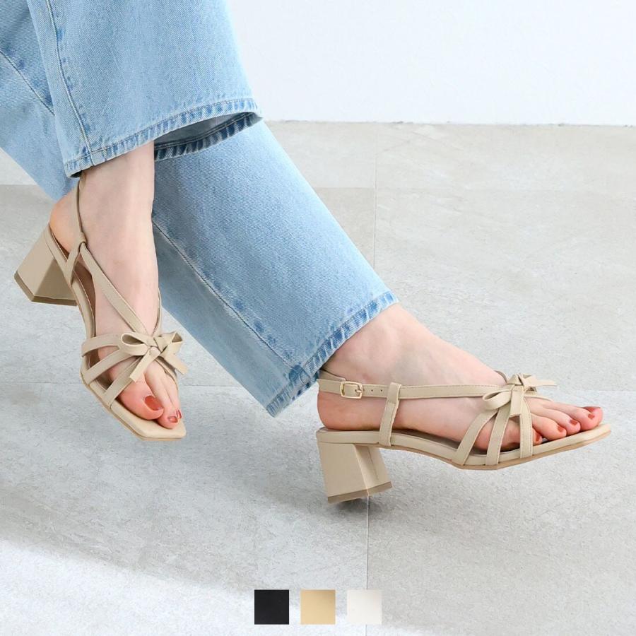 25春夏新作】スクエアトゥリボンストラップサンダル : マルイ(丸井