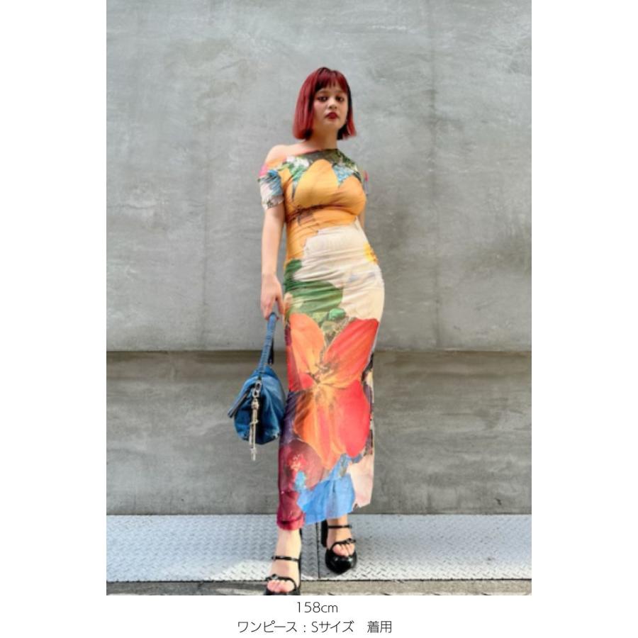 【5サイズ展開/XS/XL/大きいサイズ】フラワープリント チュールワンピース_8
