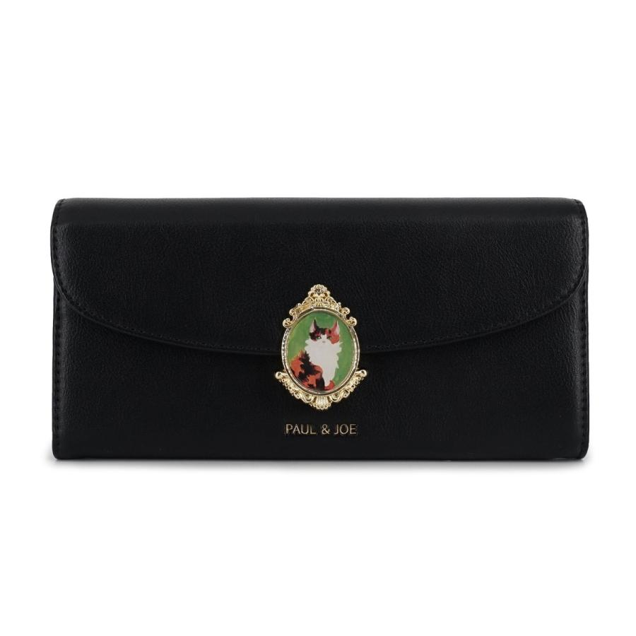 か*り様 ポール&ジョー　キャット　ブローチ　かぶせ　長財布　新品未使用　レッド PAUL & JOE ACCESSOIRES（ポールアンドジョーアクセソワ） かぶせ長