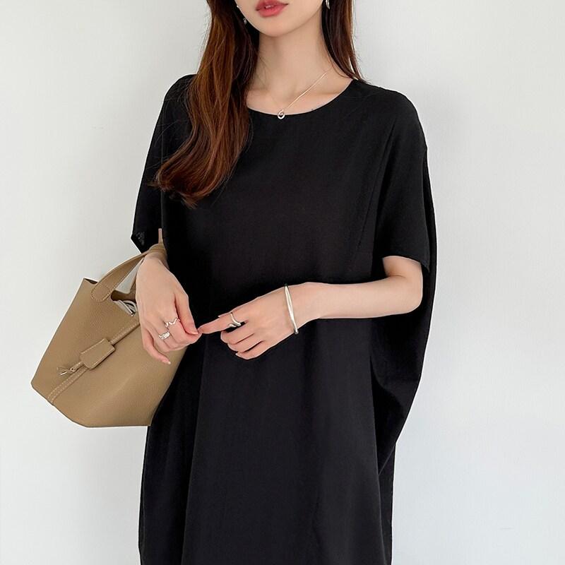 コクーンワンピース リネン 夏 ワンピース ミモレ丈 ナチュラル