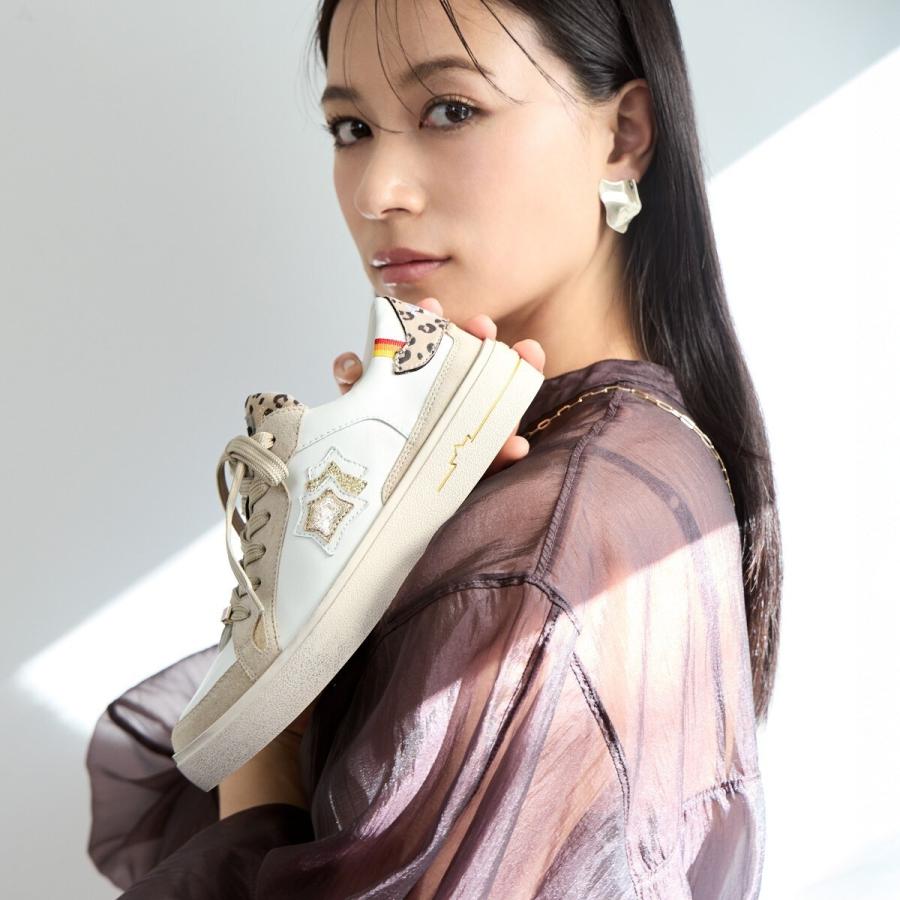 【美品】コラボ【Atlantic STARS×HIMIKO】 Beige23.5 HIMIKO コラボ【Atlantic STARS×HIMIKO】コートソールスニーカー
