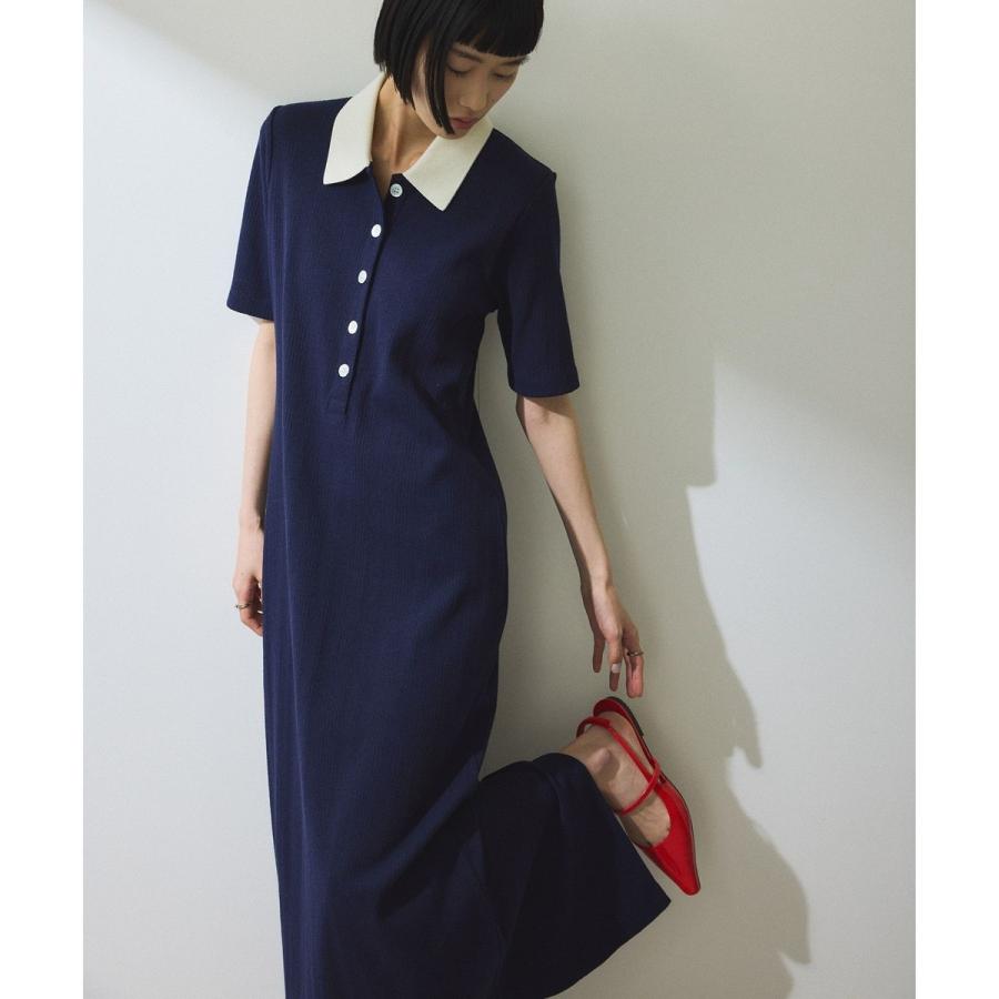 売り切セール！タグ付き未使用⭐︎アダムエロペ⭐︎ ハーフスリーブポロシャツワンピース ADAM ET ROPE' 【WEB限定】ハーフスリーブポロシャツワンピース