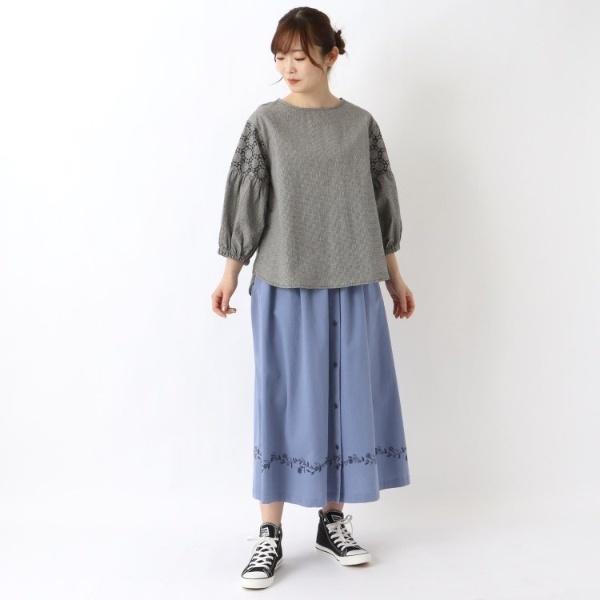 one'sterrace 綿麻 前開き風 刺繍入りスカート : マルイ(丸井)Yahoo!店