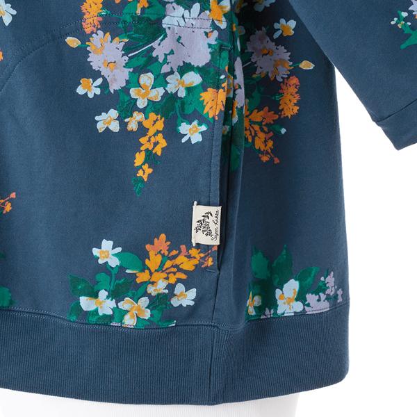 15~19号]ミニ裏毛ロマンチックフラワープリントジップアップフーディ