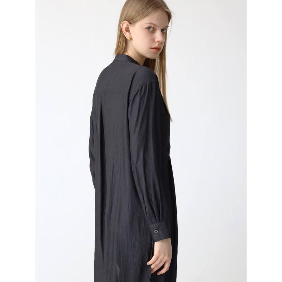 Aga（アーガ） ワッシャーサテンバンドカラーロングシャツ : マルイ