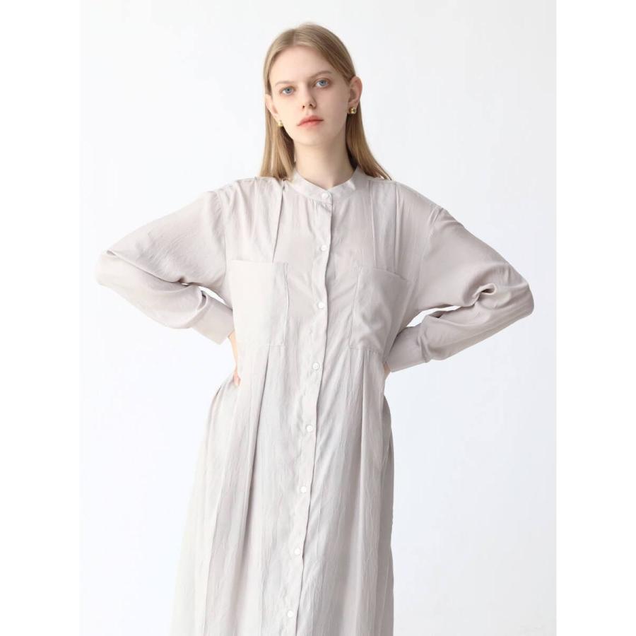 Aga（アーガ） ワッシャーサテンバンドカラーロングシャツ : マルイ