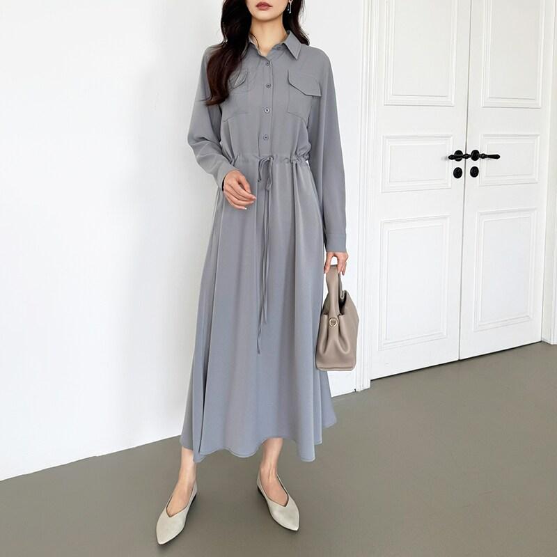 シャツワンピース きれいめ ロングワンピース ロング ワンピース