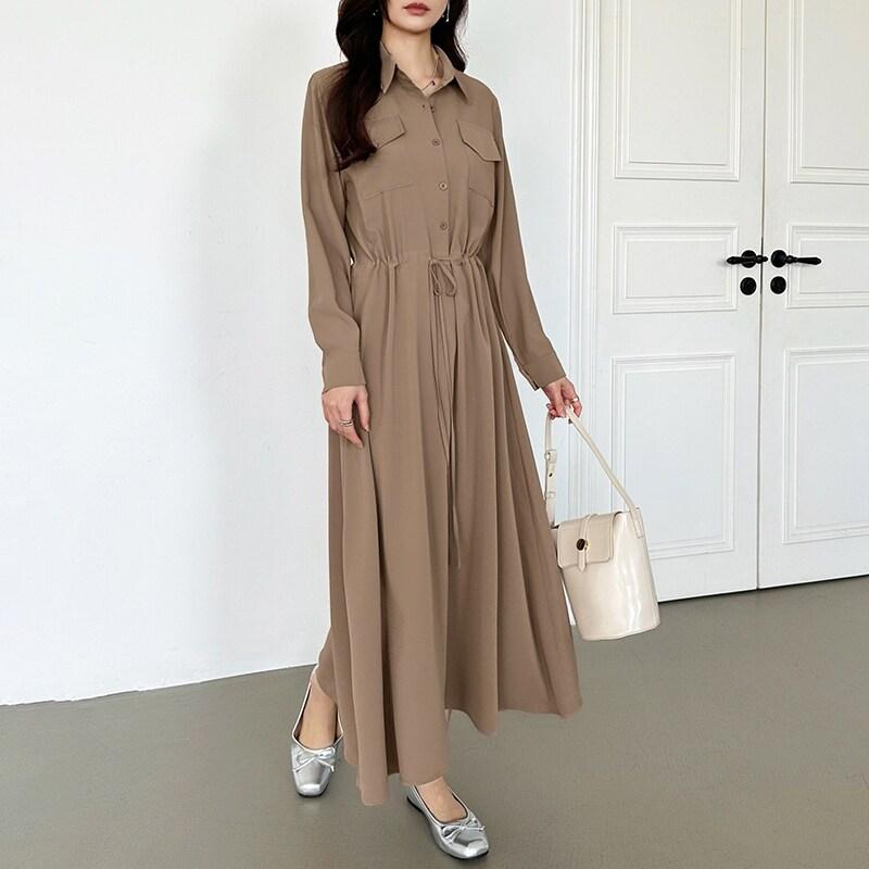 シャツワンピース きれいめ ロングワンピース ロング ワンピース