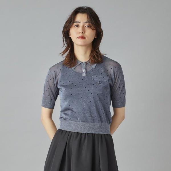 DRESSTERRIOR ドットシアーポロニット 38 ブラック DRESSTERIOR（ドレステリア） ドットシアーポロニット : マルイ(丸井