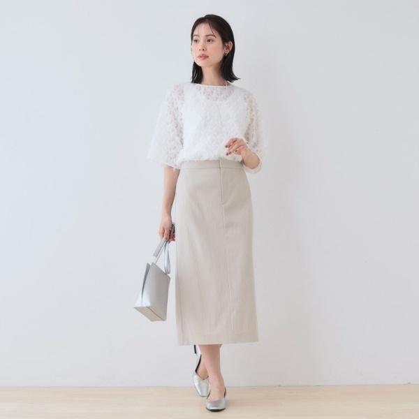 INDIVI 【洗える／SETUP可能／UVケア】ストレートラインスカート