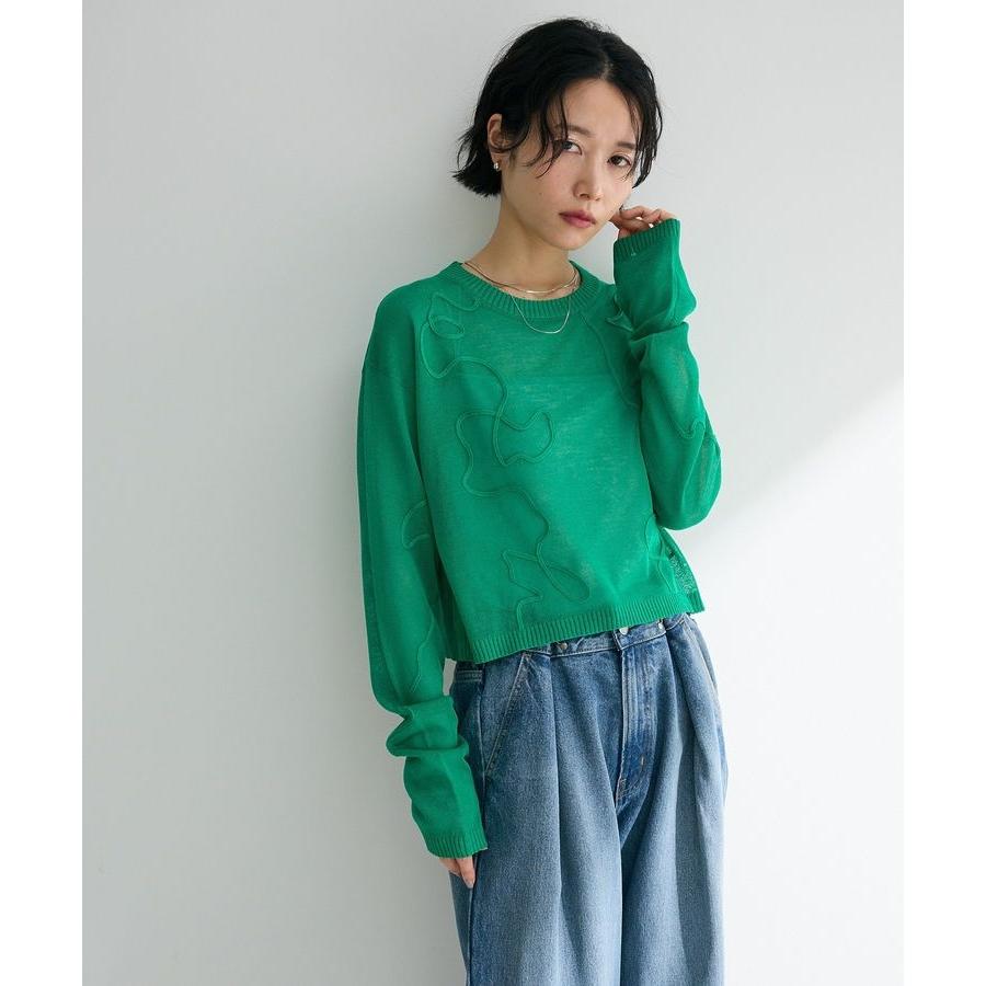 Green Parks（グリーンパークス） ・ANDSEARCH コード刺繍シアーニット