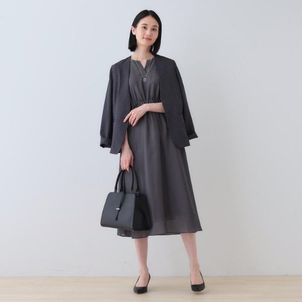 INDIVI ハイウエストワンピース　今期 セール】【洗える／エアリー】ハイウエストワンピース