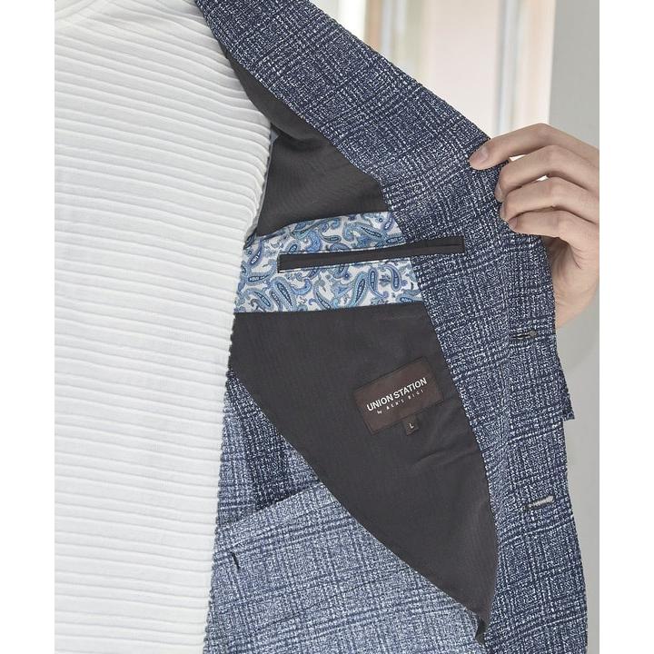 ユニオンステーション（UNION STATION）/シアサッカーグレンチェックプリントテーラードジャケット UNION STATION（ユニオンステーション） シアサッカーグレンチェック