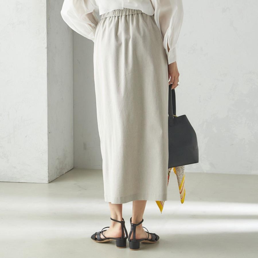 SHIPS（シップス） 〈手洗い可能〉麻混 ストレッチ ドロスト Aライン