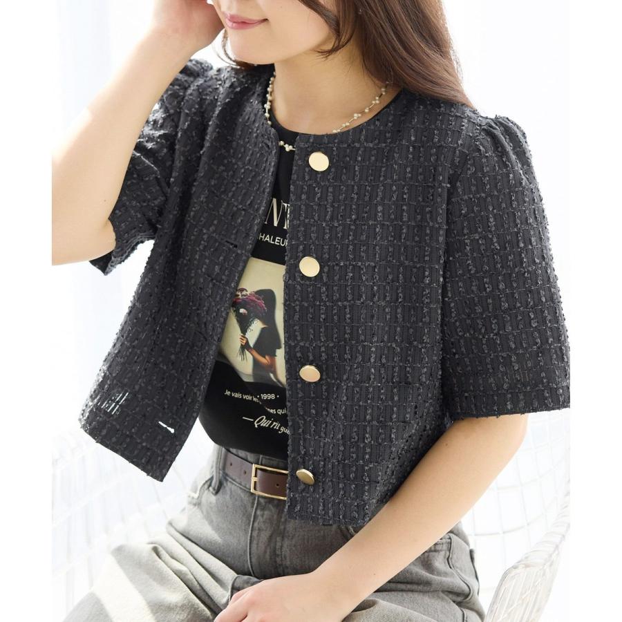 J6048 美品 ガブリエレパジーニ 金ボタンリネンサマーツイードジャケット46 ROPE' PICNIC（ロペ ピクニック） 【サマー・ツイード】金ボタン