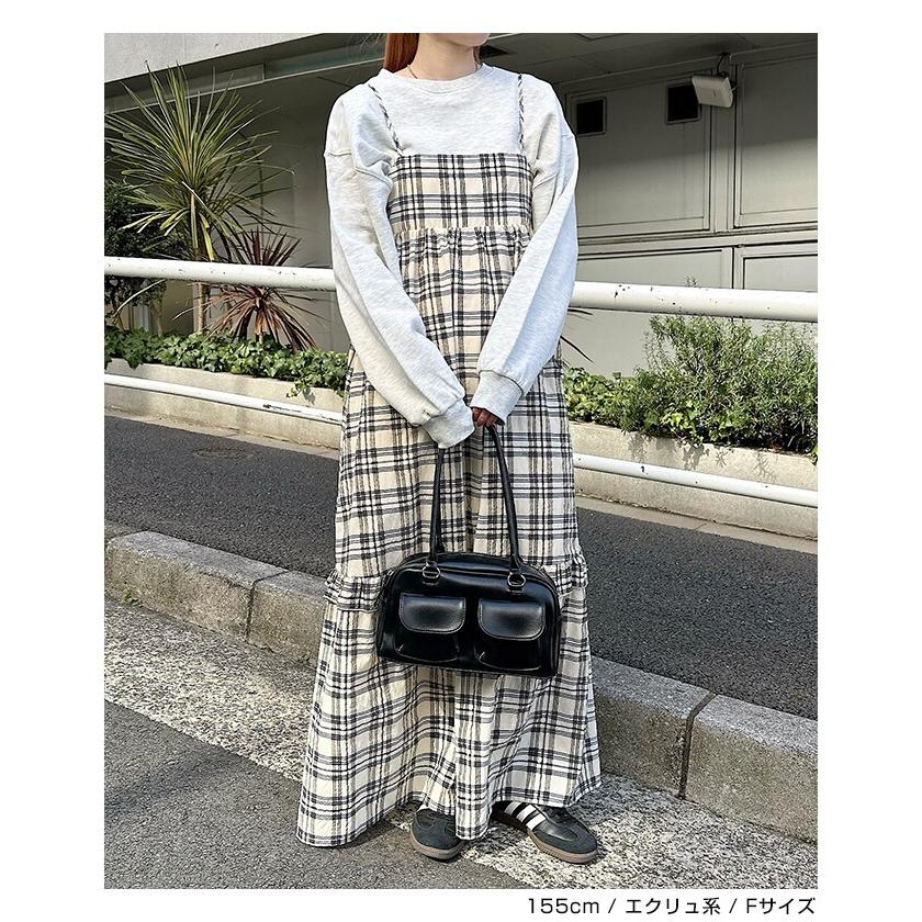 バック リボン シアー チェック キャミ ワンピース Freesia フリージア