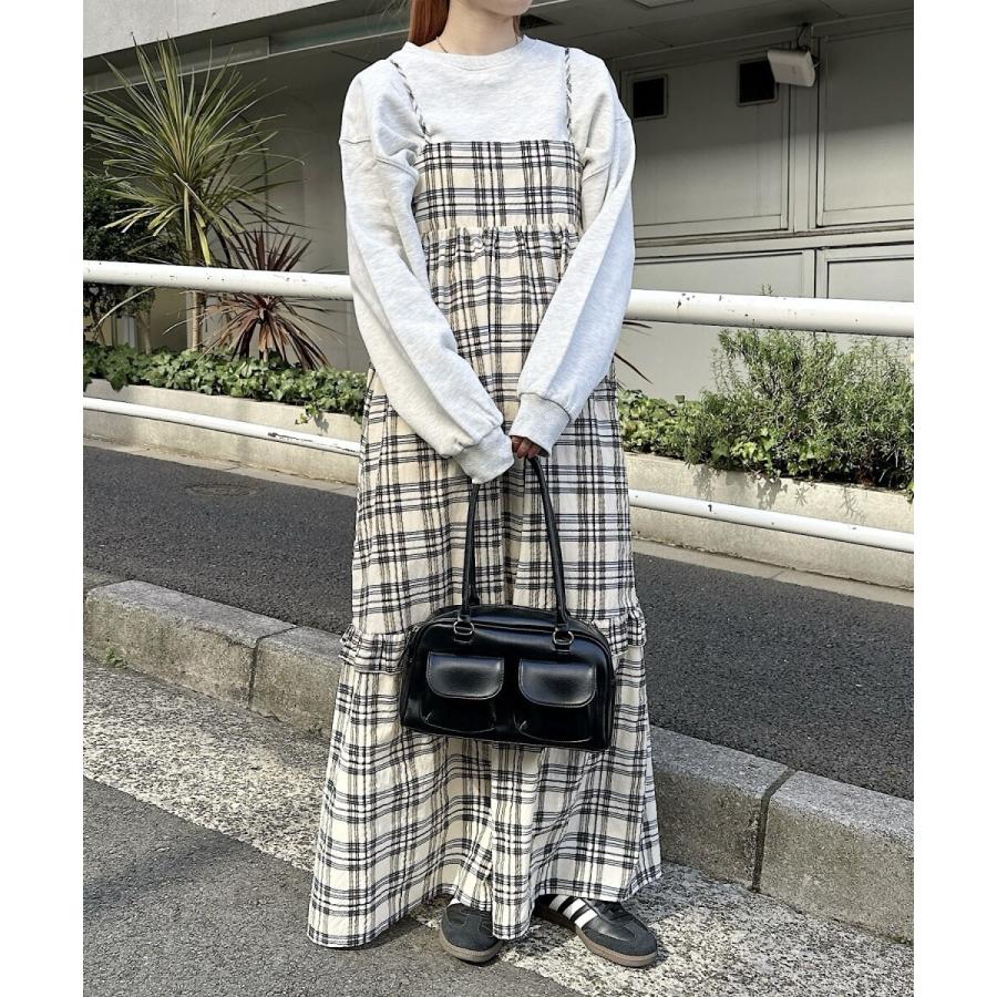 バック リボン シアー チェック キャミ ワンピース Freesia フリージア