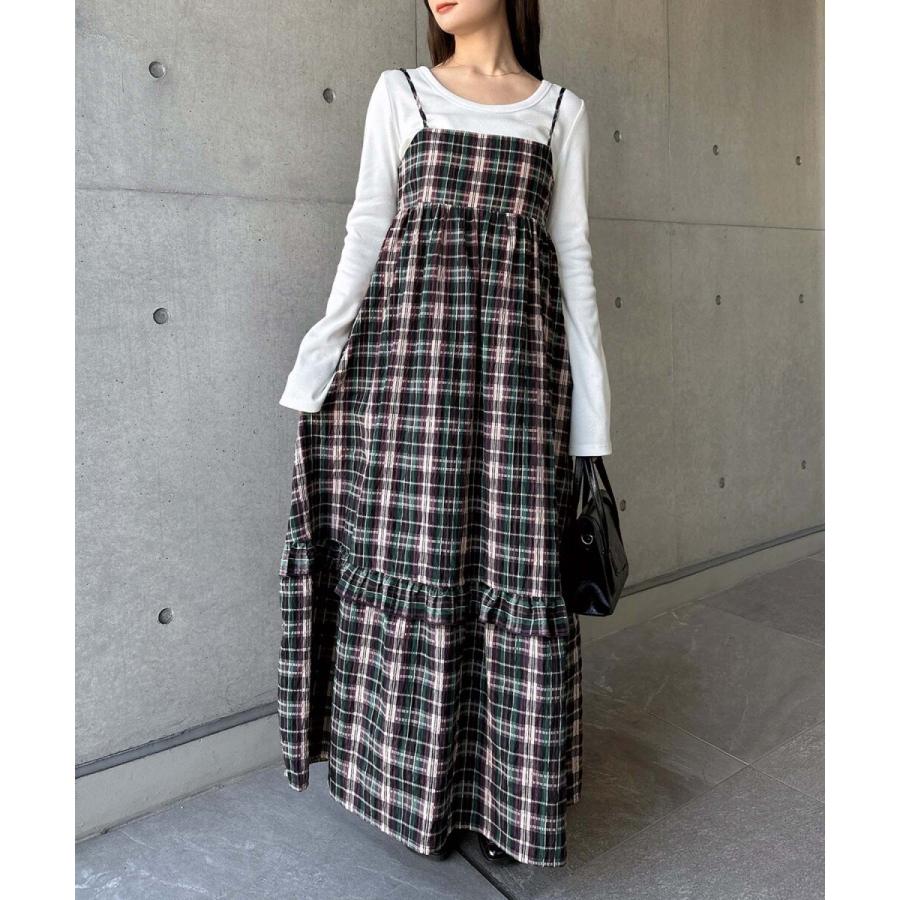 バック リボン シアー チェック キャミ ワンピース Freesia フリージア